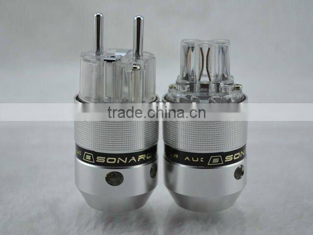 Sonar Quest Aluminum metal Rhodium-plated EU Schuk Power Plug &IEC Connector