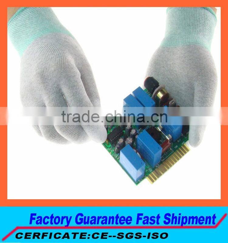 PU resin Assembly line esd glove Cell phone repair esd glove Light part handling esd pu palm coated work glove for sale