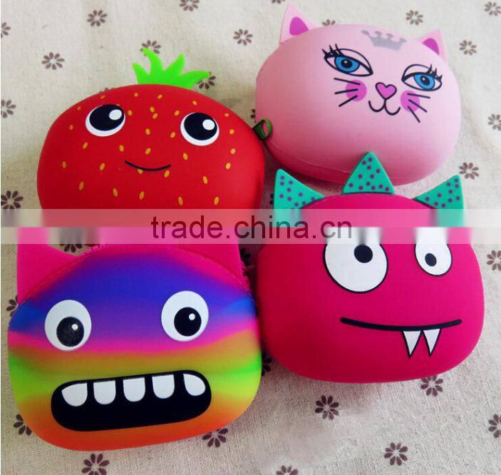 Cheapest novelty bear shaped custom silicone jelly coin purse,ladies wallet and purse