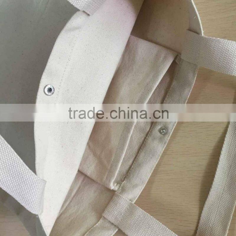 Organic China canvas tote bag with Inner Pocket and Metal Button