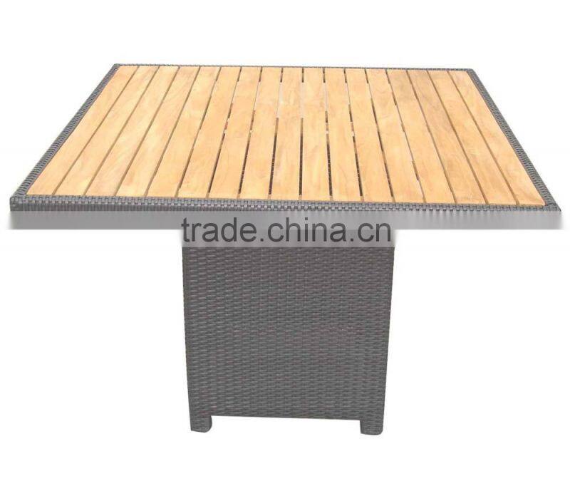 teak table top outdoor rattan table in different shape & size