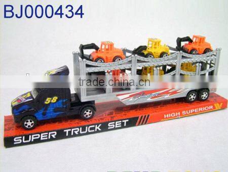 Cheap toy for kids plastic tow truck with 2 dinosaurs