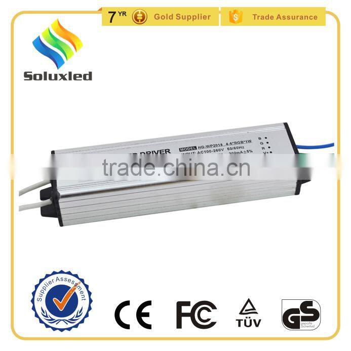 4-6*1W 300mA Waterproof RGB LED Driver With CE Certification
