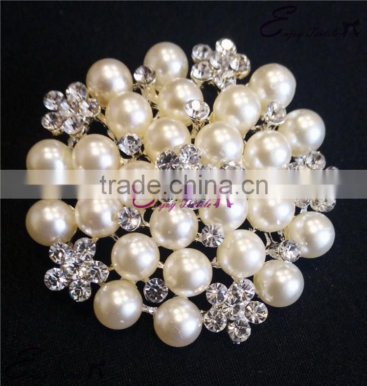 YHA#73 crystal pearl brooch - polyester banquet wedding wholesale table cloth cover chair cover sash band