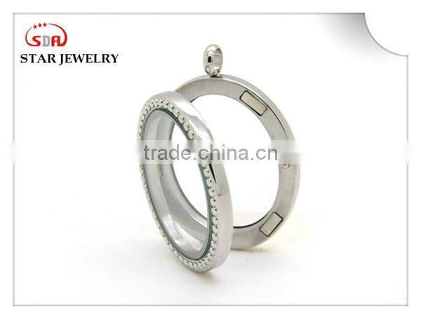 stainless steel Plain Floating Memory Locket Pendant Open Glass living locket for wholesale