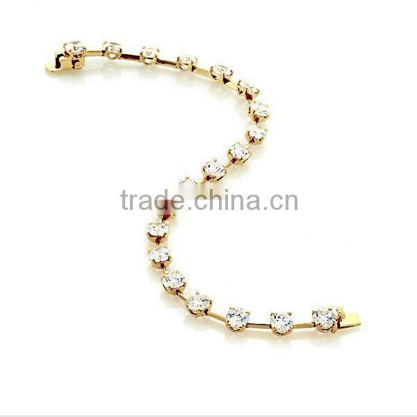 Fashionable latest Round Starlet Line Bracelet crystal bracelet with gold plated