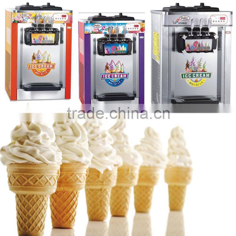 Stainless steel 3 flavors soft ice cream machine