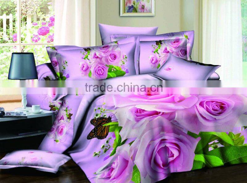 100% Cotton 3d Modern bedding set Rose Flower Printed Bedroom set