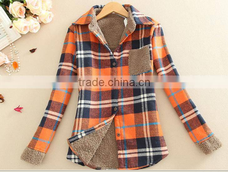 woman' s shirt warm fleece lambswool shirt printed long sleeve t shirt