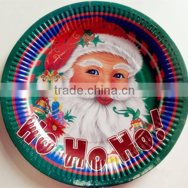 Disposable 9" Christmas Partyware Round Paper Plates
