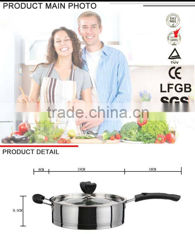 New product stainless steel removable handle frying pan