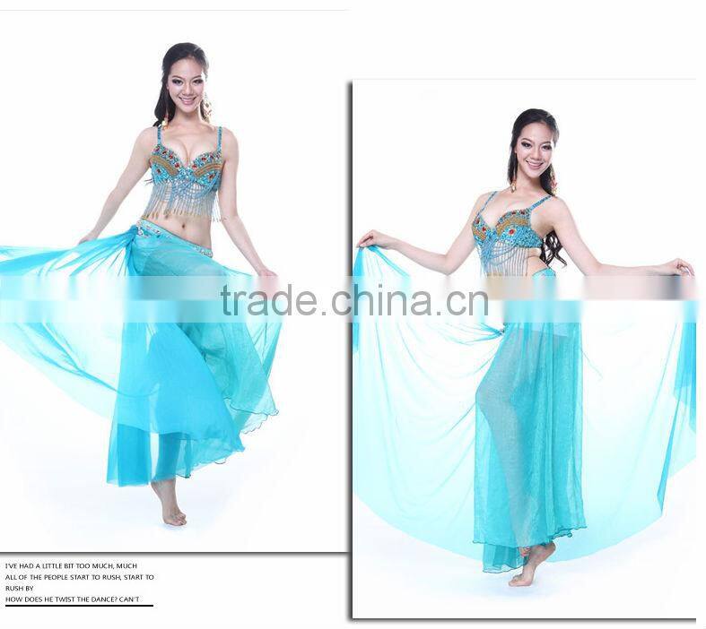 2014 High Quality Handmade Silk Beautiful Comfortable Indian Belly Dance Pants, Light Green Belly Dance Pants(2132)