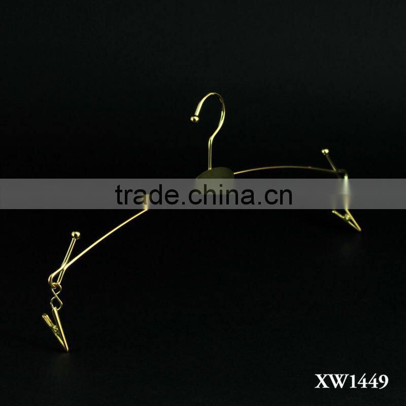 Japanese Metallic Golden Lingerie Hanger with Clips for Luxury Sports Wear