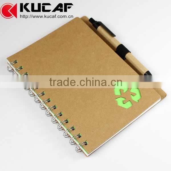 spiral bound kraft paper notebook with pen