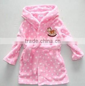 Pink Cute Printed Bathrobe Hooded Kids Robe Lovely Robe