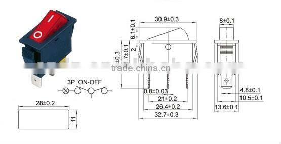 3P on-off light rocker switch,TOP Quality copper pins rocker switches,