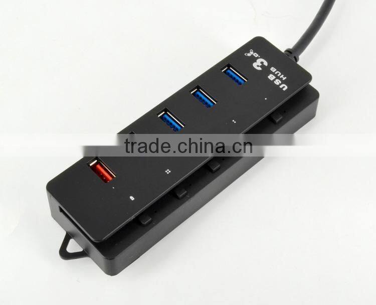 Super Speed usb 3.0 hub, 5 port usb 3.0 hub with individual on/off switches , 4 port USB HUB +1 quick charging port