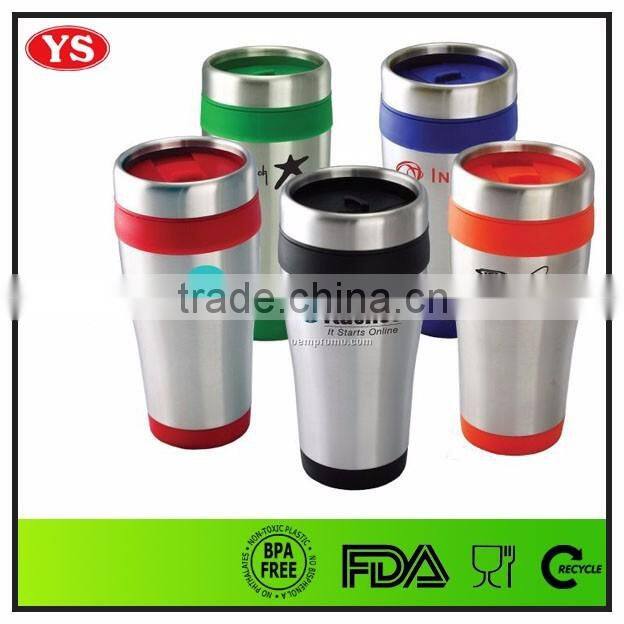 16oz insulated stainless steel thermal coffee travel cup with lid