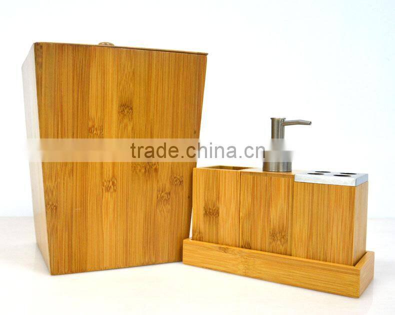 Classics Bamboo Bath and Vanity Set, 5 PCS Bamboo Bath Accessory Set with Hot Selling