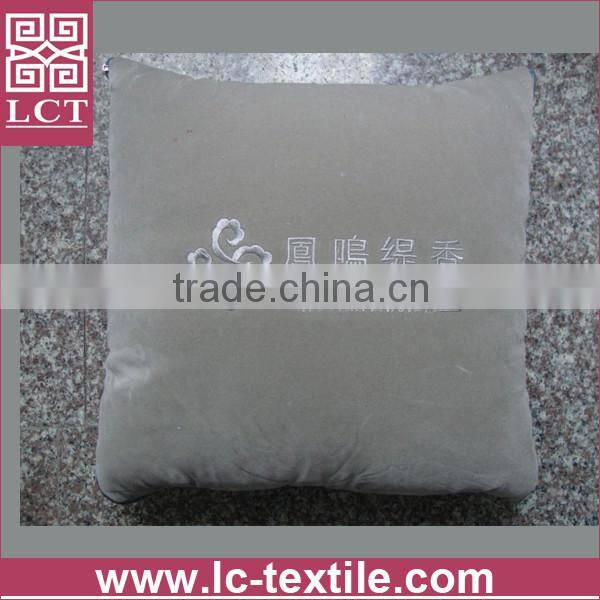 supply 2015 Ergonomic design bright blue high quality suede hug pillow with custom embroidery for promotional gift(LCTP0080)