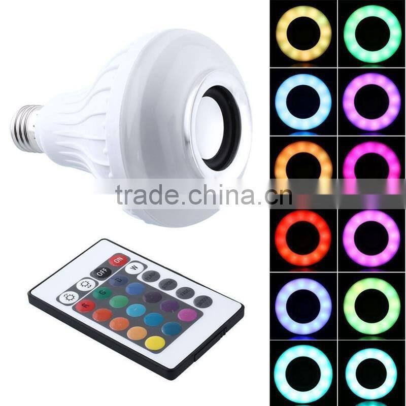 Wireless Bluetooth Speaker +12W RGB Bulb E27 LED Lamp 100-240V 110V 220V Smart Led Light Music Player Audio with Remote Control