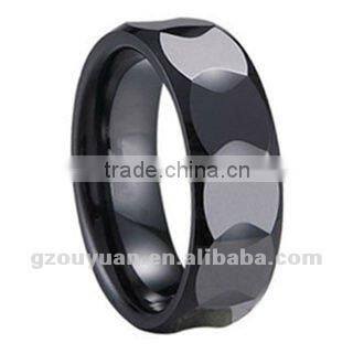 Hot Sell Men and Women White Faceted Ceramic Wedding Band Ring