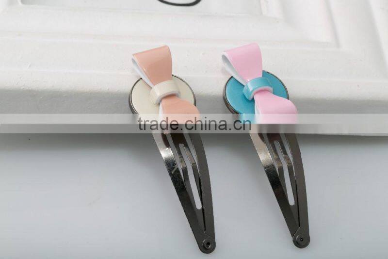 Solid color round shape hair pins little girls best metal hair accessory butterfly free sample alloy hair clip
