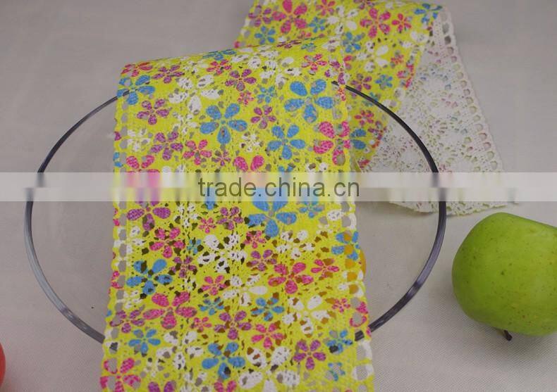 Shoes material 100% cotton printing french tipping lace trim 1600308