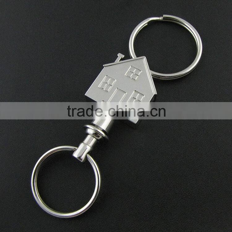 Custom house shape Pull Apart Metal Keychains
