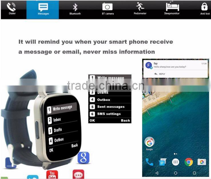 1.54'' arcuate radians digital compass GSM smart watch with heart rate test