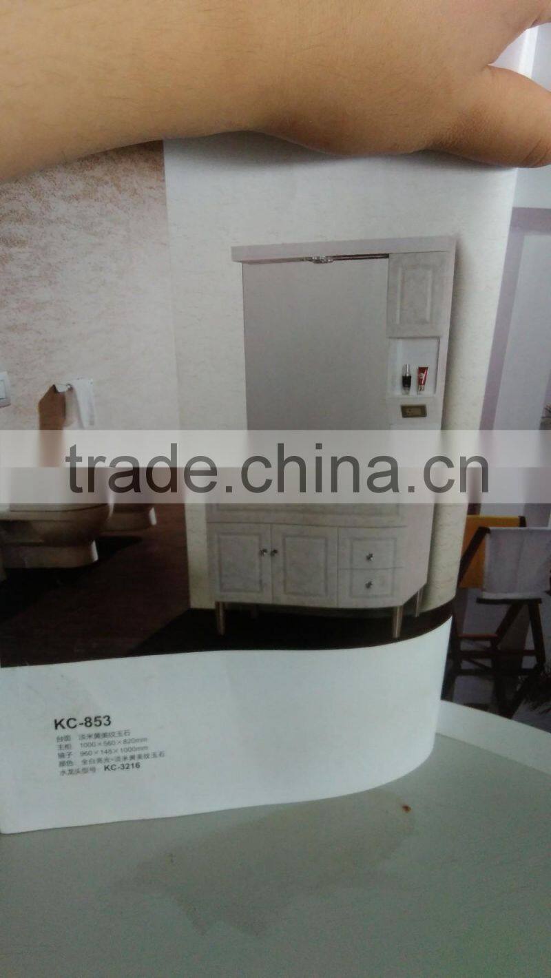 solid wood,oak wood bathroom cabinet withTouch screen lamp mirror cabinet