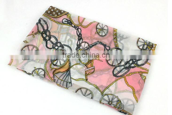 Korean Women Fashion Wheels Neck Scarf Shawl Long Soft Silk Chiffon Wide Wrap Scarves