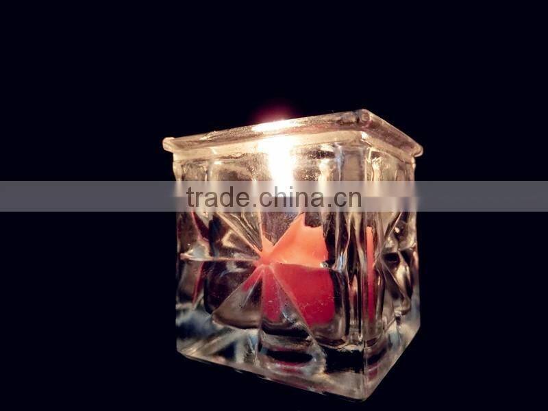 mini square shaped clear glass decorative candle holder