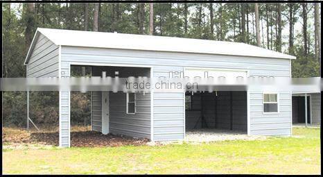 Metal garage with galvanized steel frame carport