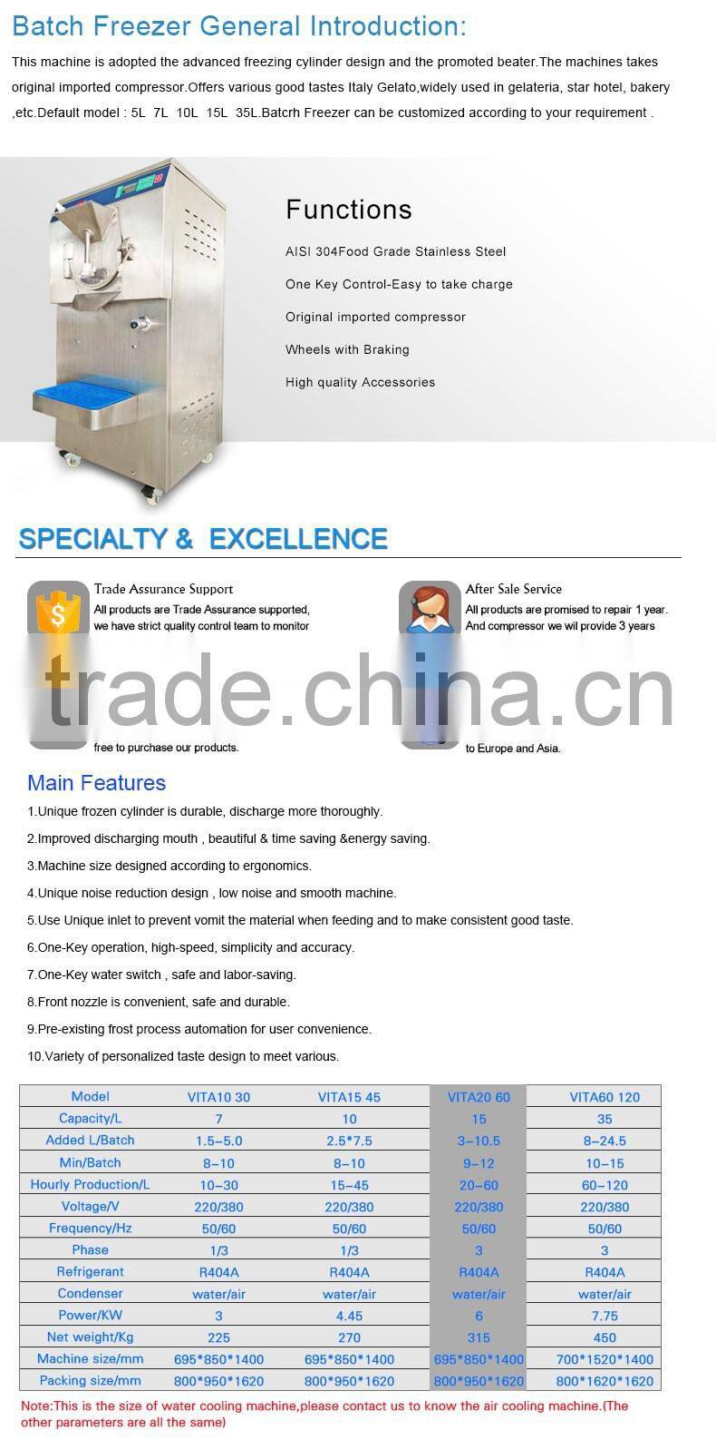 60L Professional Tecumesh Compressor Ice Cream Maker Machine