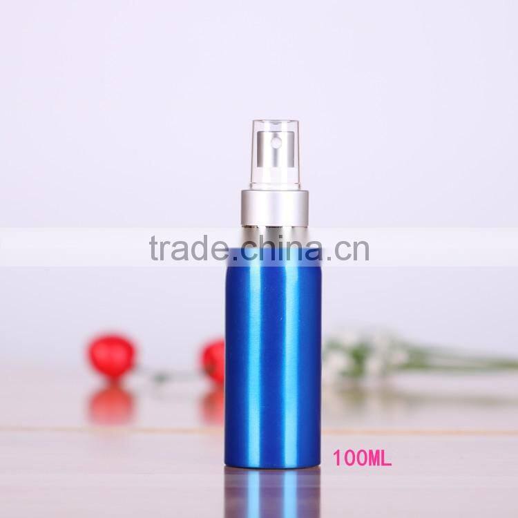 Wholesale 30-500ml blue aluminum perfume bottles,aluminum mist spray bottle with cap for cosmetic packaging
