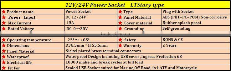Round Smart electrical power socket 12V for Marine for Car Boat Truck