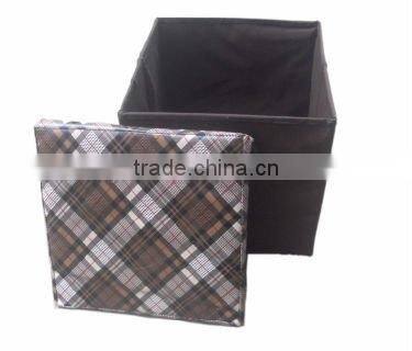 Leather square storage stool