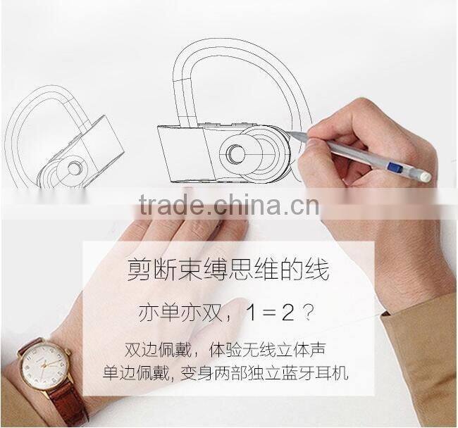 Newest Hook Style Hands Free Earphone High Quality Wireless HIFI Stereo Bluetooth Headset