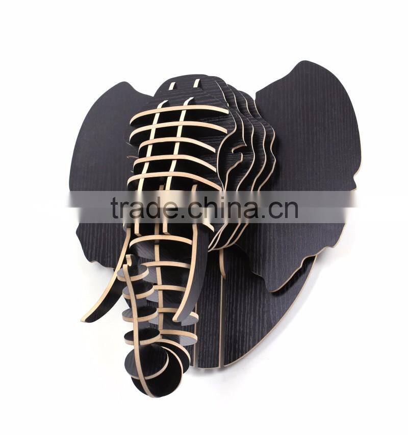 home wall mounted wooden elephant head decoration