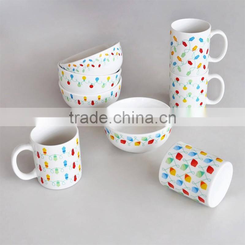 4.5"porcelain rice bowl with lovely decal