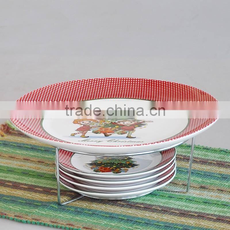 10.5IN PORCELAIN PLATE AND SHOVEL SET WITH CHRISTMAS DECAL