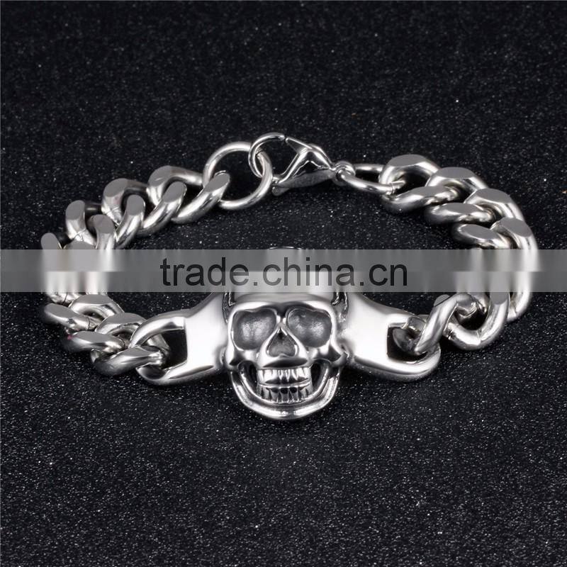Casting stainless steel accessories man steel skull bracelet