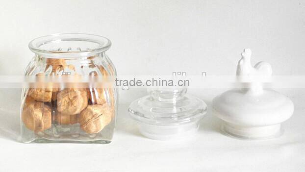 big lucid square airless glass grain jar with lid for storage