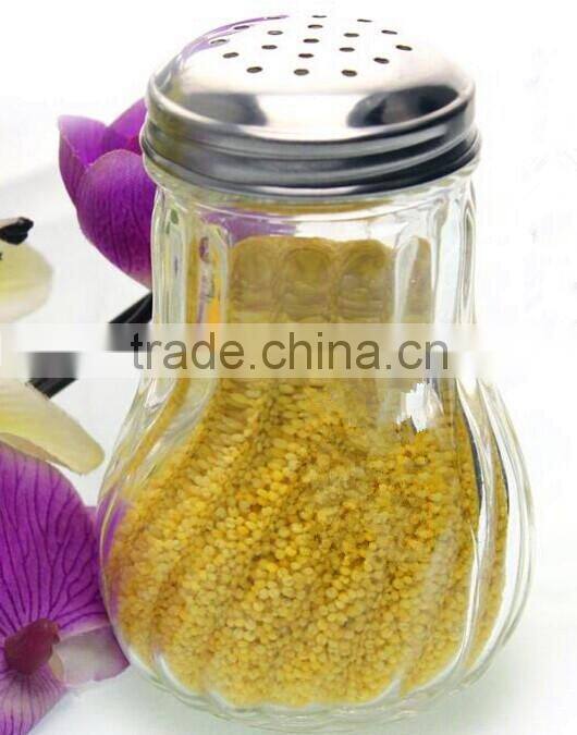 mini clear cylinder glass seasoning shaker jars stripe design with metal lid