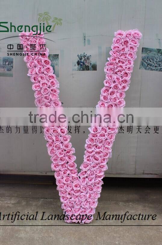 LOVE style artificial flower wall,rose flower wall for wedding