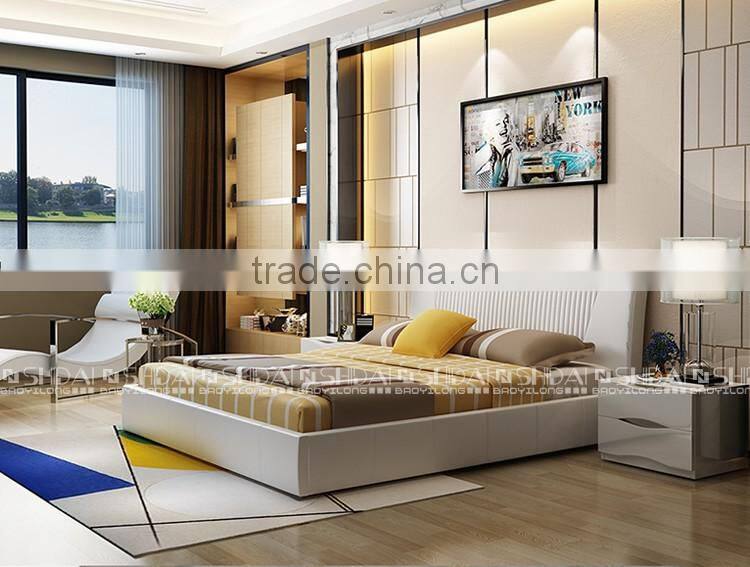 Gorgeous Modern Tufted Queen Size White PU Leather bed B9032