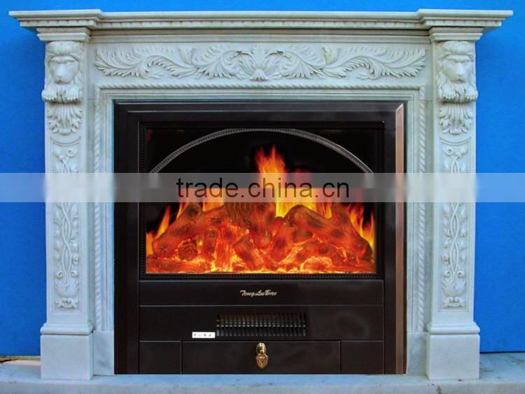 Antique European style facing stone carving marble fireplace