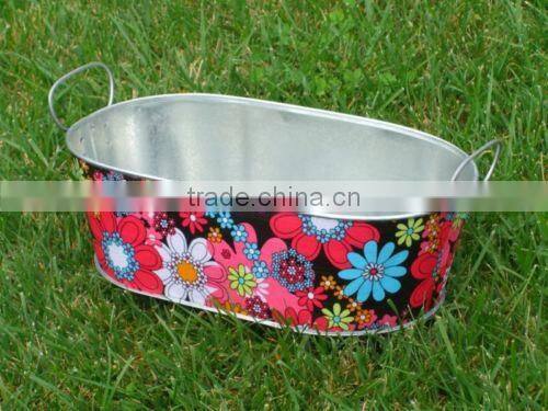 Galvanized oval household party tub