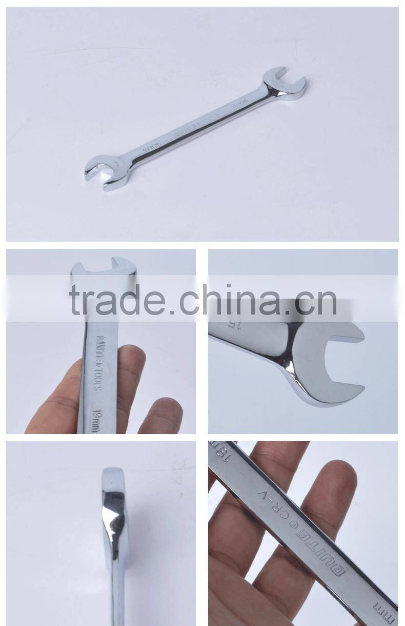 metric double open end wrench,mirror surface CR-V double end wrench,anti-rust open end wrench